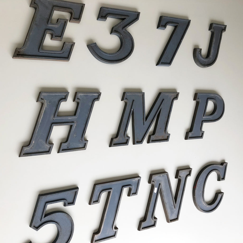 12 Inch Grey Metal Egyptian Italic