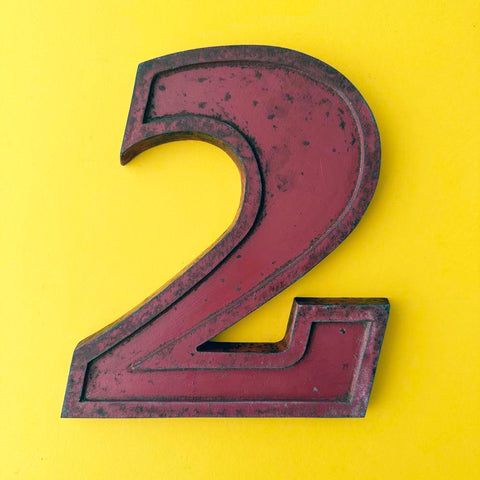 2 - 9 Inch Red Italic Metal Number