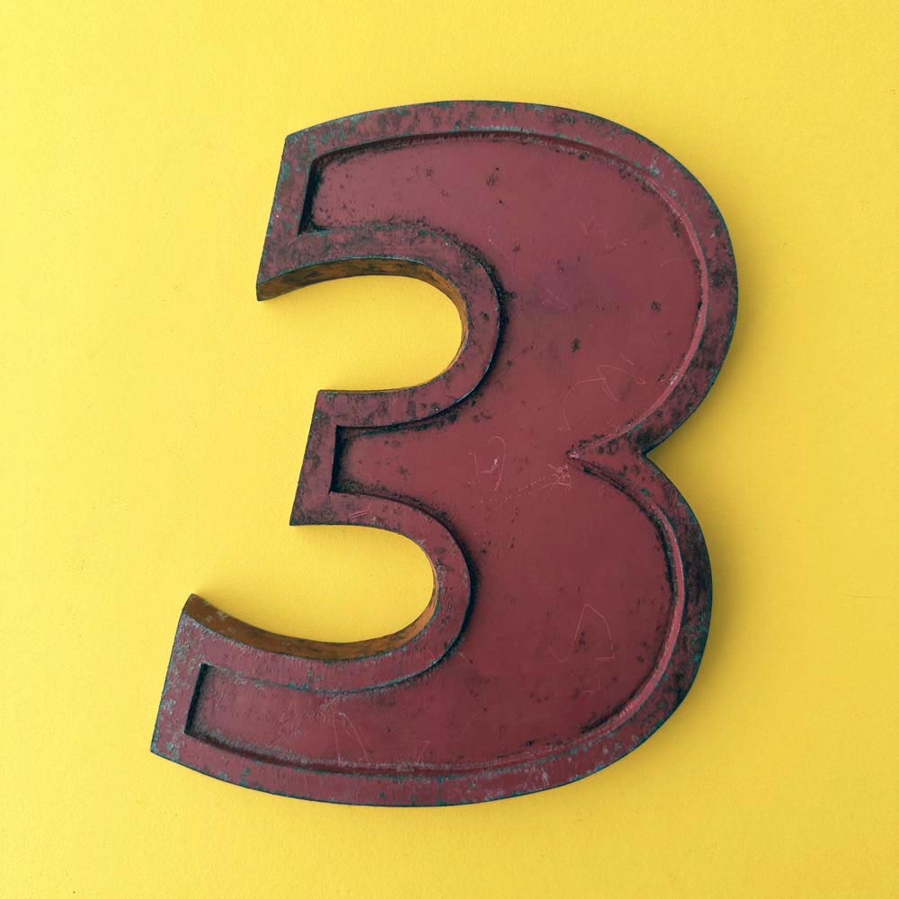 3 - 9 Inch Red Italic Metal Number 3 - 9 Inch Red Italic Metal Number