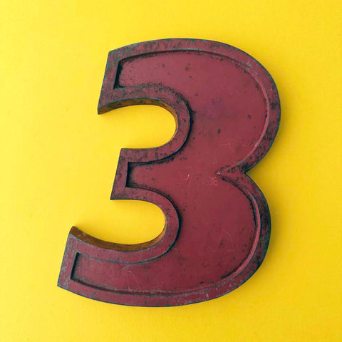 3 - 9 Inch Red Italic Metal Number