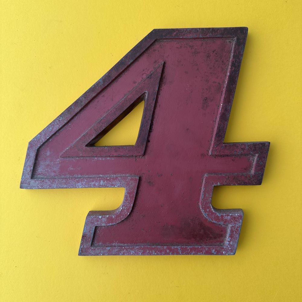 4 - 9 Inch Red Italic Metal Number 4 - 9 Inch Red Italic Metal Number