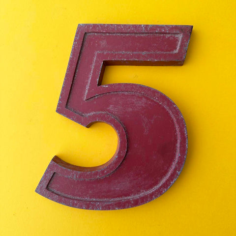 5 - 9 Inch Red Italic Metal Number