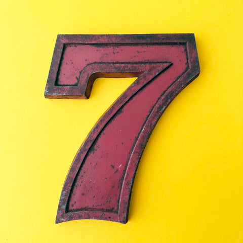 7 - 9 Inch Red Italic Metal Number