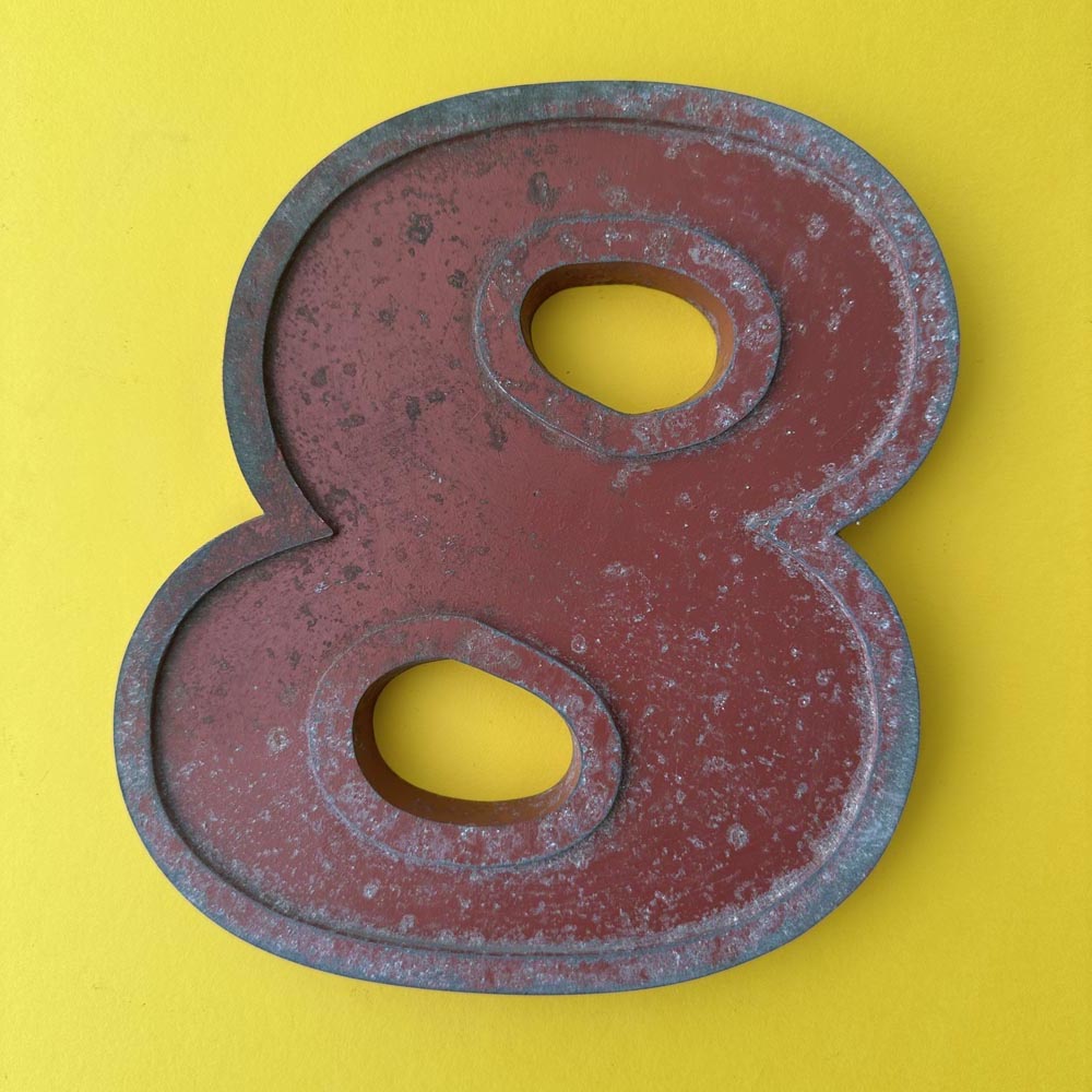 8 - 9 Inch Red Italic Metal Number 8 - 9 Inch Red Italic Metal Number