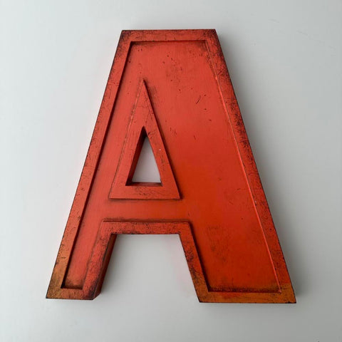 A - 9 Inch Orange Metal Letter
