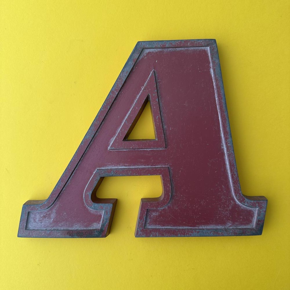 A - 9 Inch Red Italic Metal Letter A - 9 Inch Red Italic Metal Letter