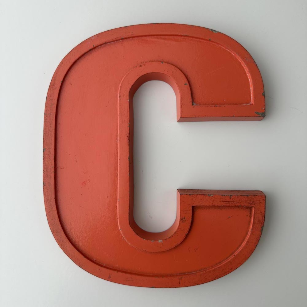 C - 9 Inch Orange Metal Letter C - 9 Inch Orange Metal Letter