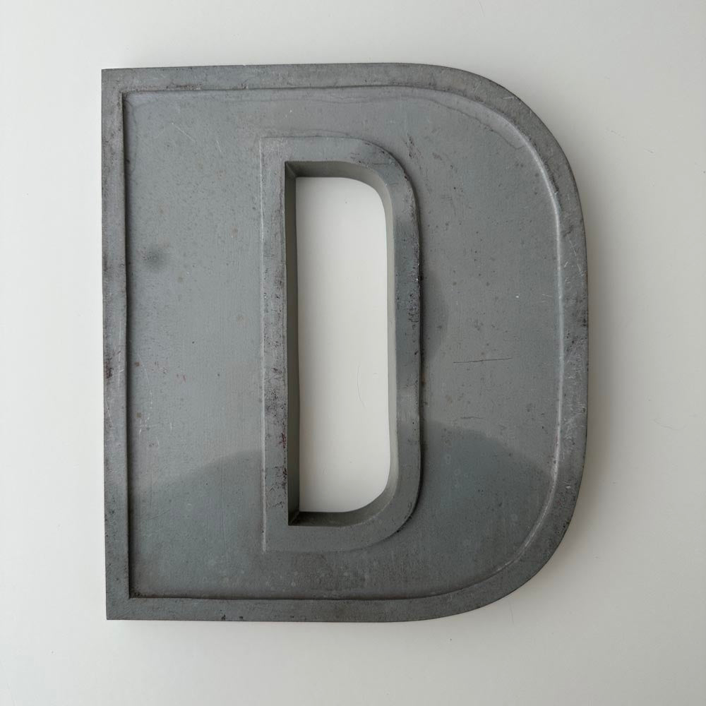 D - 9 Inch Grey Silver Metal Letter D - 9 Inch Grey Silver Metal Letter