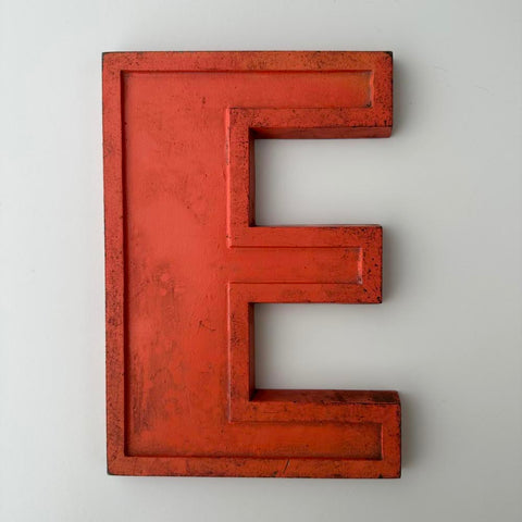 E - 9 Inch Orange Metal Letter