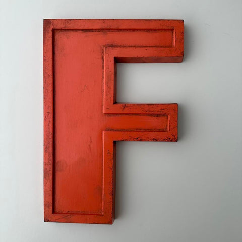 F - 9 Inch Orange Metal Letter