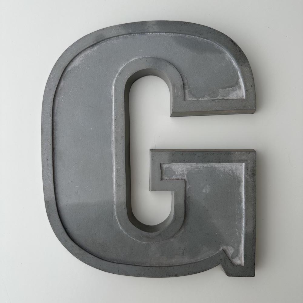 G - 9 Inch Grey Silver Metal Letter G - 9 Inch Grey Silver Metal Letter