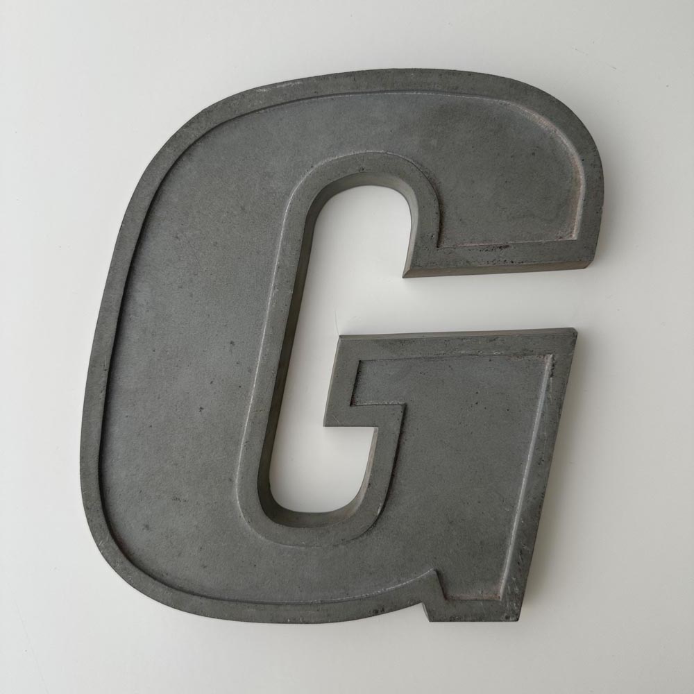 G - 9 Inch Grey Silver Italic Metal Letter G - 9 Inch Grey Silver Italic Metal Letter