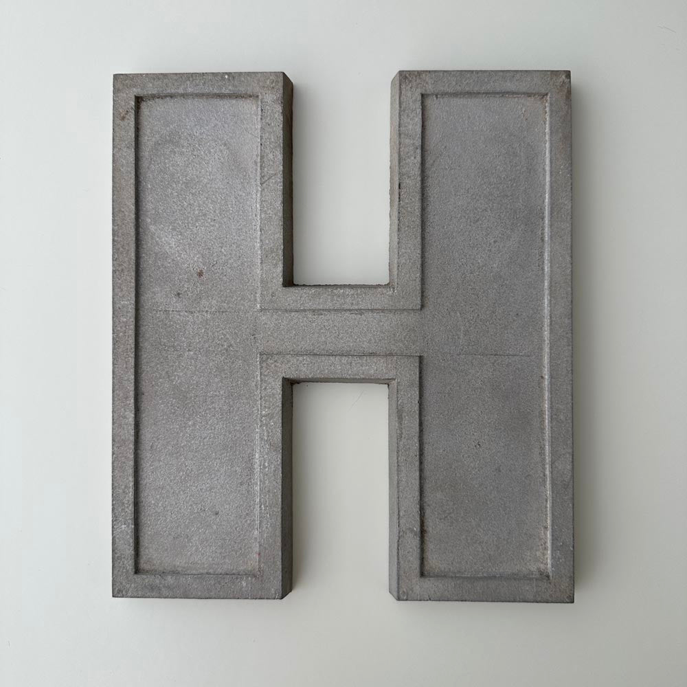 H - 9 Inch Grey Silver Metal Letter H - 9 Inch Grey Silver Metal Letter