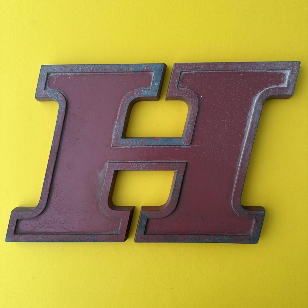 H - 9 Inch Red Italic Metal Letter H - 9 Inch Red Italic Metal Letter