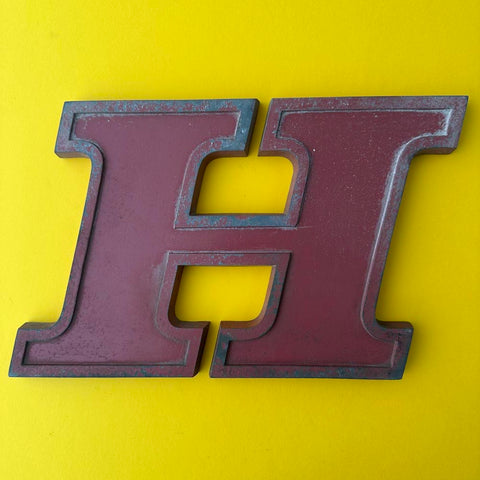 H - 9 Inch Red Italic Metal Letter
