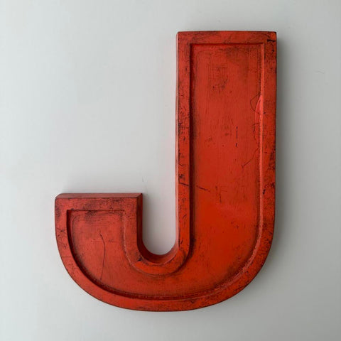 J - 9 Inch Orange Metal Letter