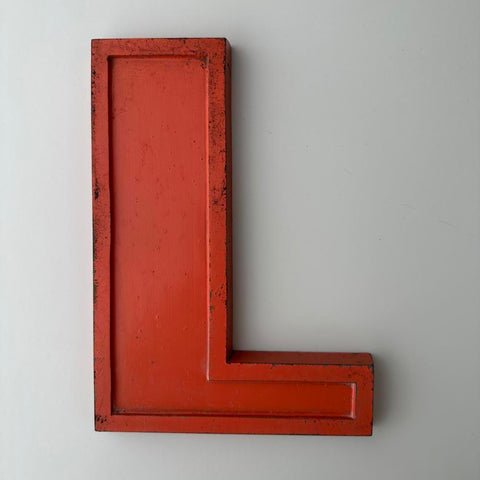 L - 9 Inch Orange Metal Letter