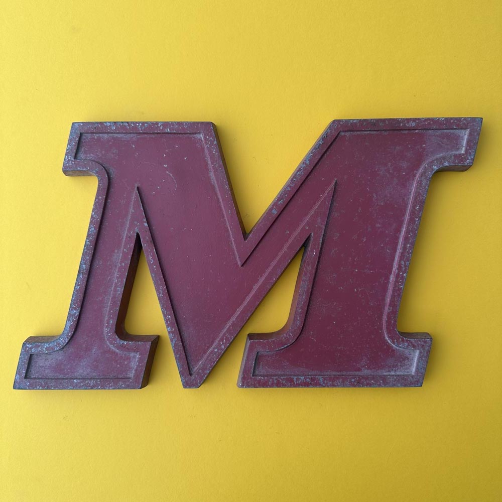 M - 9 Inch Red Italic Metal Letter M - 9 Inch Red Italic Metal Letter