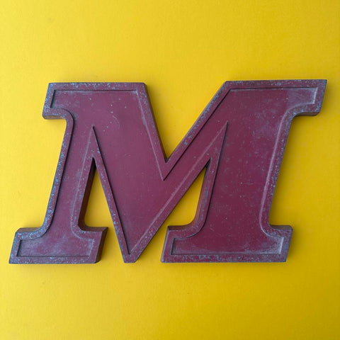 M - 9 Inch Red Italic Metal Letter