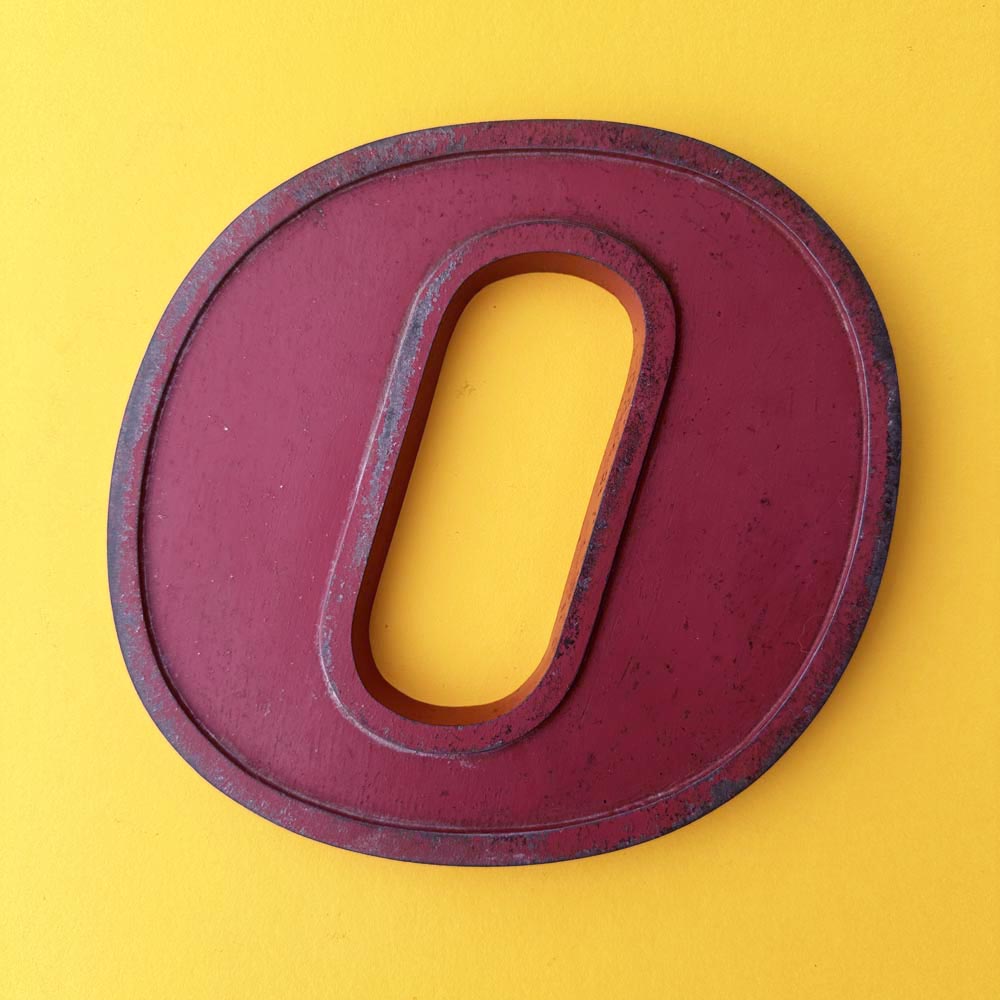 O - 9 Inch Red Italic Metal Letter O - 9 Inch Red Italic Metal Letter