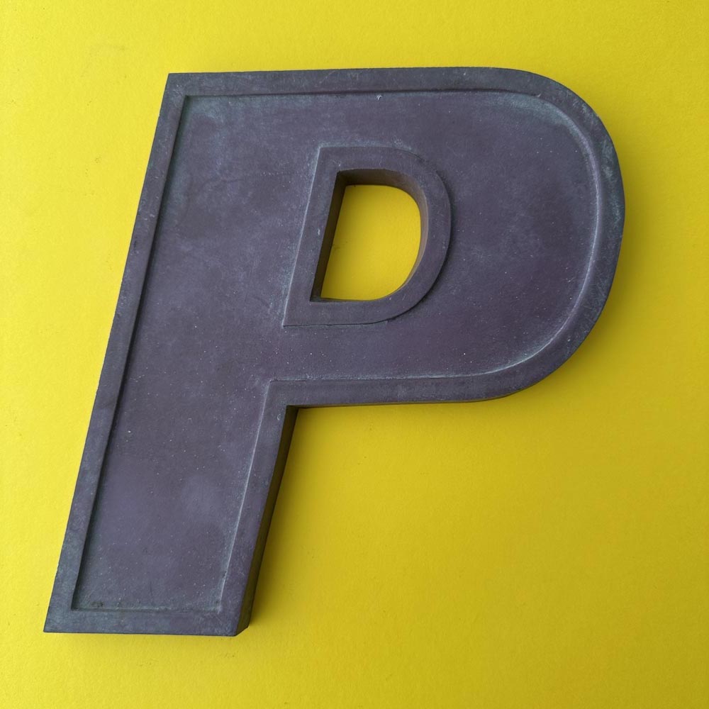 P - 9 Inch Red Italic Metal Letter P - 9 Inch Red Italic Metal Letter