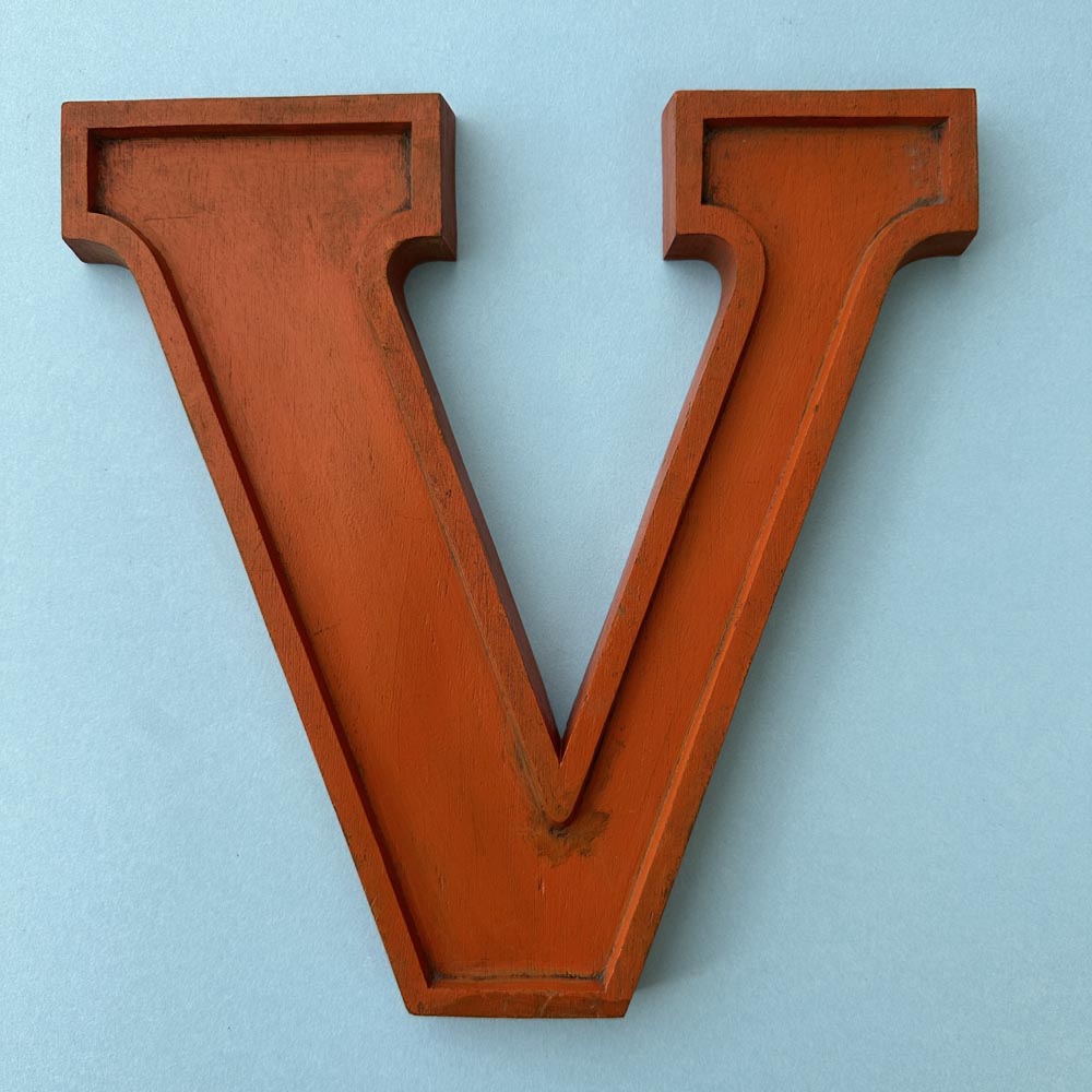 V - 10 Inch Wooden Factory Shop Letter V - 10 Inch Wooden Factory Shop Letter