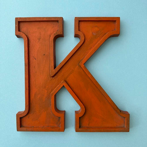 K - 10 Inch Wooden Factory Shop Letter