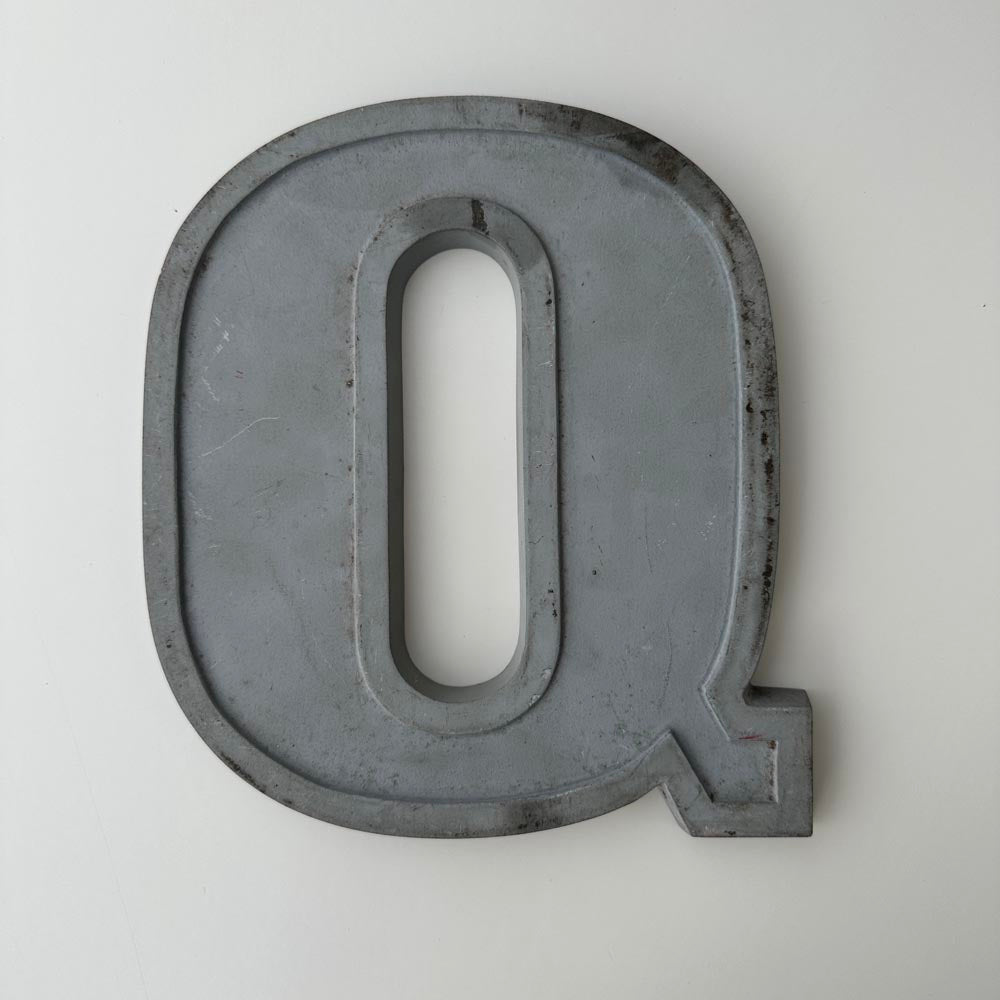 Q - 9 Inch Grey Silver Metal Letter Q - 9 Inch Grey Silver Metal Letter
