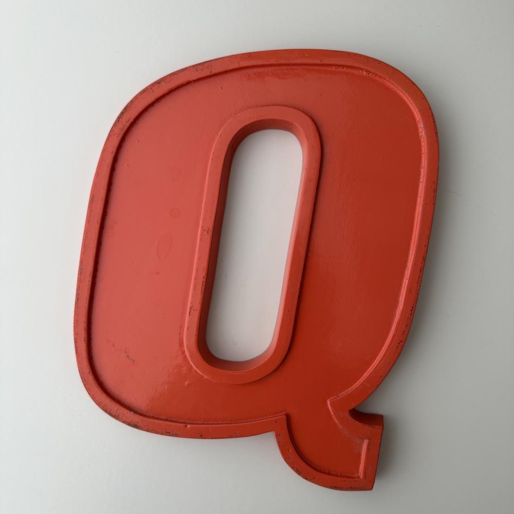 Q - 9 Inch Orange Italic Metal Letter Q - 9 Inch Orange Italic Metal Letter