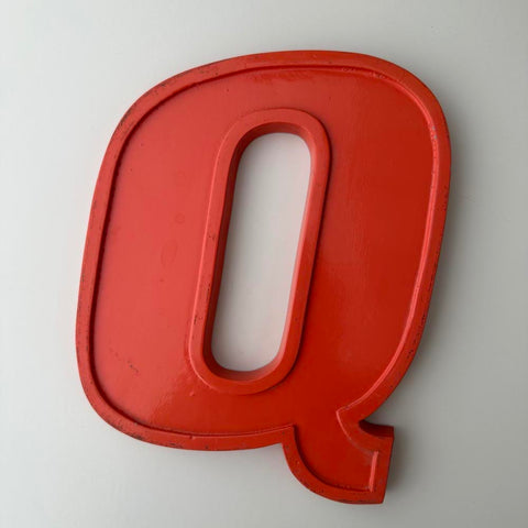 Q - 9 Inch Orange Italic Metal Letter