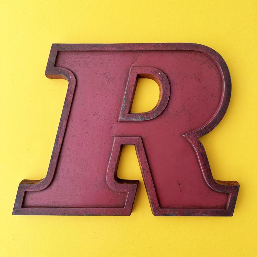 R - 9 Inch Red Italic Metal Letter R - 9 Inch Red Italic Metal Letter