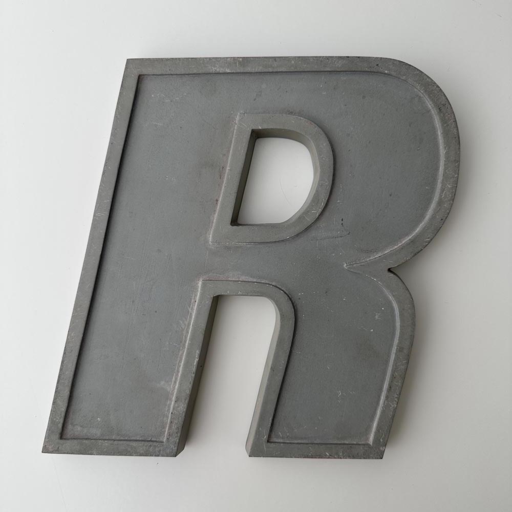 R - 9 Inch Grey Silver Italic Metal Letter R - 9 Inch Grey Silver Italic Metal Letter