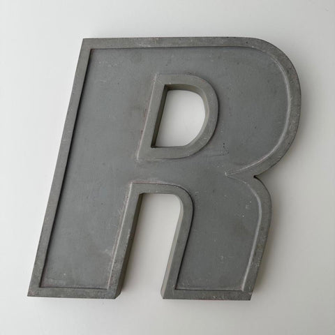 R - 9 Inch Grey Silver Italic Metal Letter