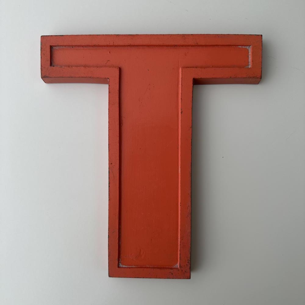 T - 9 Inch Orange Metal Letter T - 9 Inch Orange Metal Letter