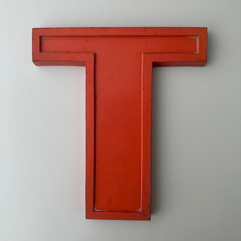 T - 9 Inch Orange Metal Letter