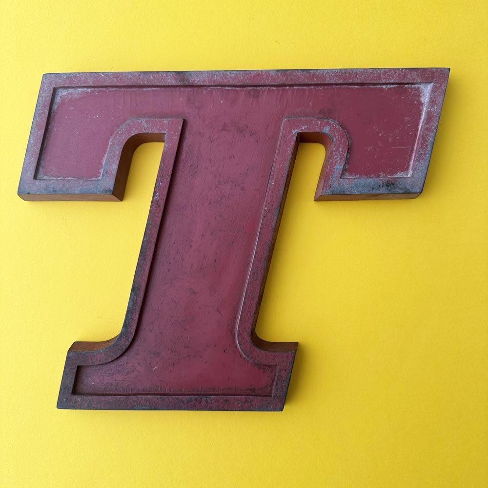 T - 9 Inch Red Italic Metal Letter T - 9 Inch Red Italic Metal Letter