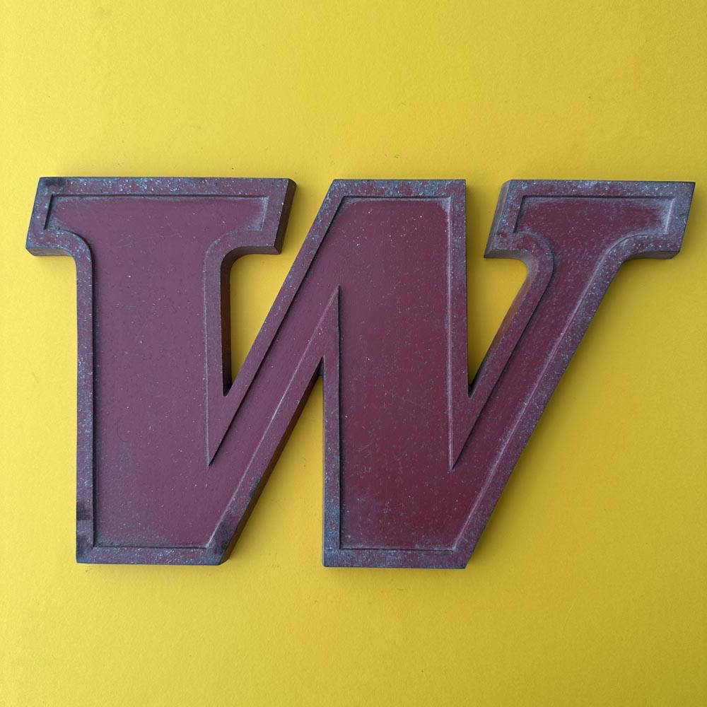 W - 9 Inch Red Italic Metal Letter W - 9 Inch Red Italic Metal Letter
