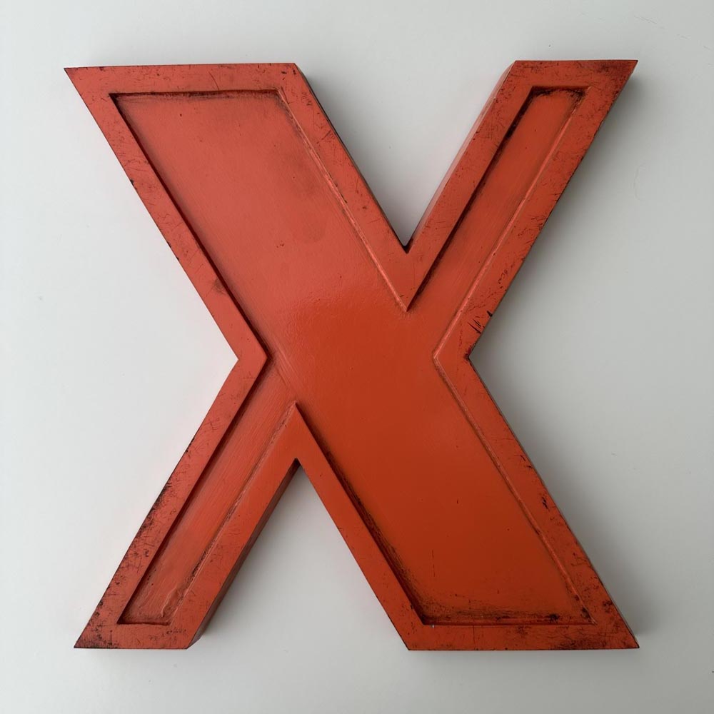 X - 9 Inch Orange Metal Letter X - 9 Inch Orange Metal Letter