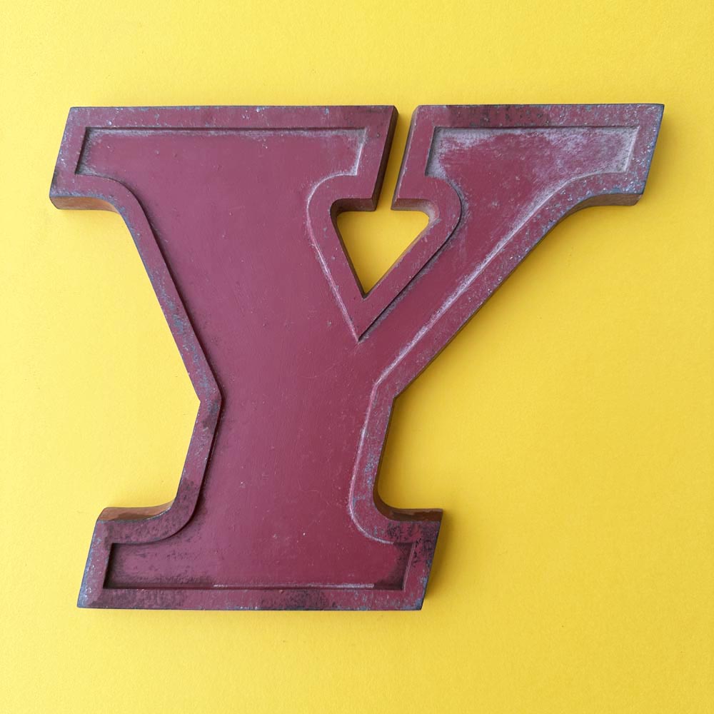 Y - 9 Inch Red Italic Metal Letter Y - 9 Inch Red Italic Metal Letter