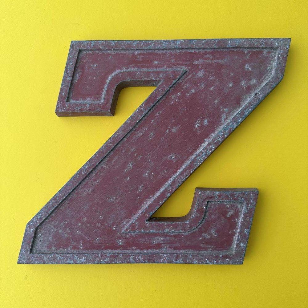 Z - 9 Inch Red Italic Metal Letter Z - 9 Inch Red Italic Metal Letter