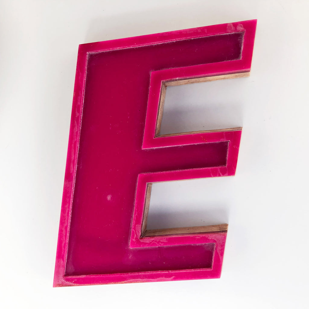 E - Medium Factory Shop Letter Ply Wood & Perspex E - Medium Factory Shop Letter Ply Wood & Perspex