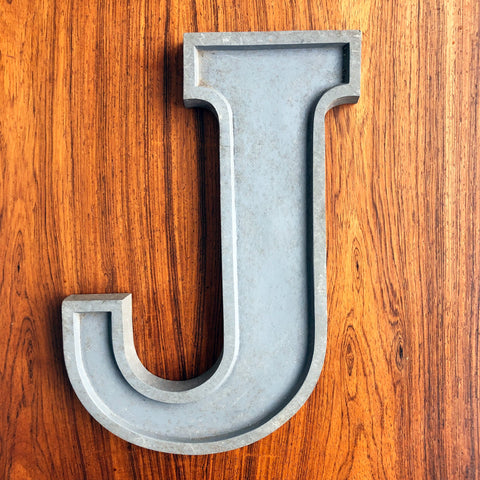 J - 12 Inch Silver Letter Metal