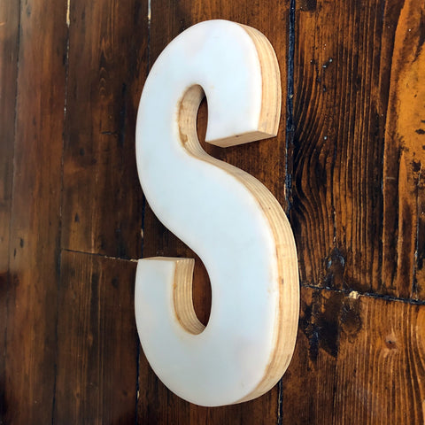 S - Medium Factory Shop Letter Ply Wood & Perspex