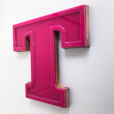 T - Medium Factory Shop Letter Ply Wood & Perspex