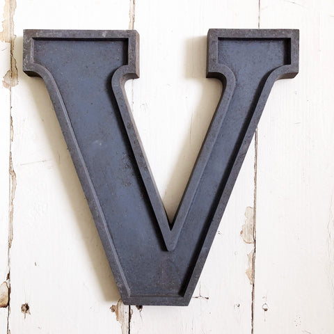 V - 12 Inch Silver Letter Metal