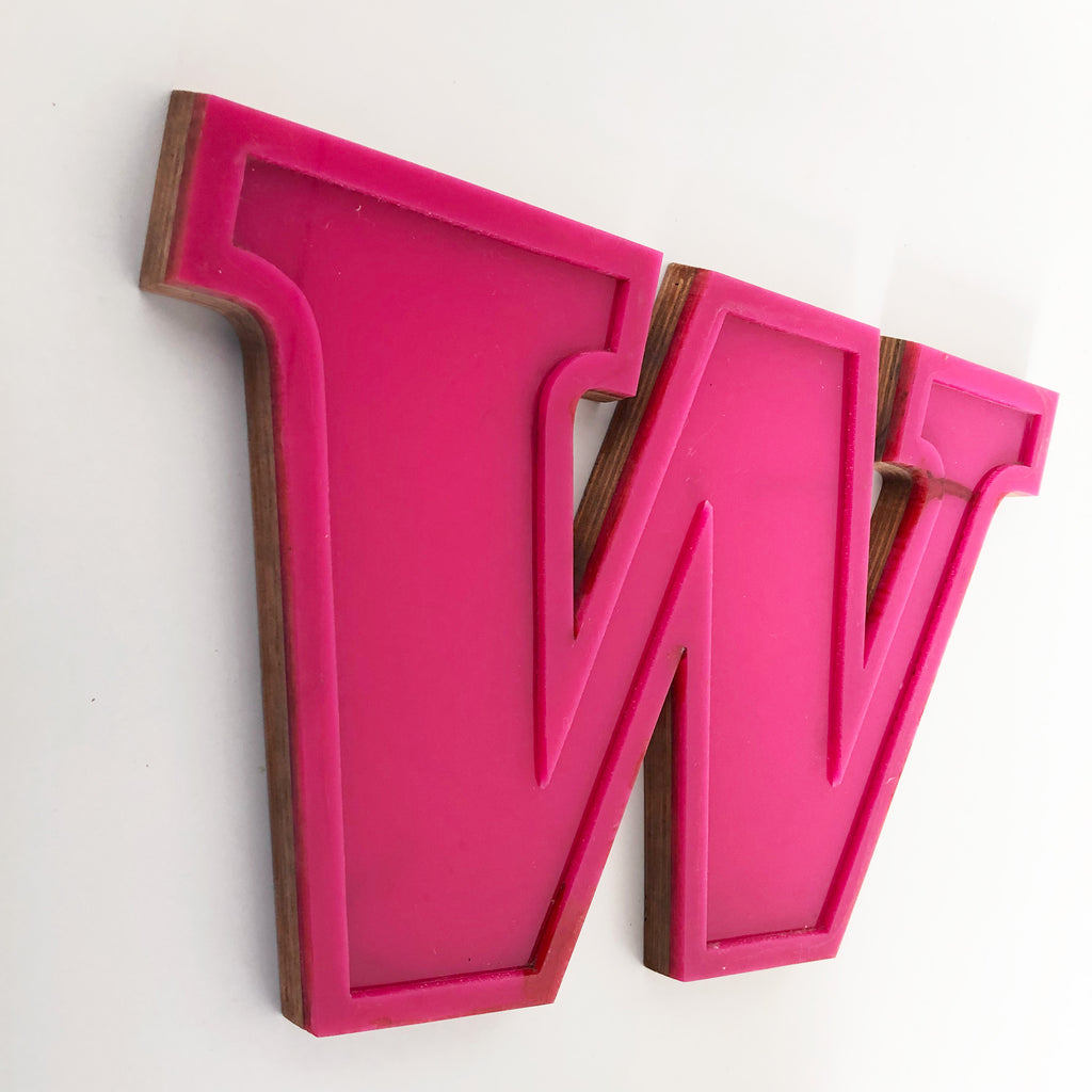 W - Medium Factory Shop Letter Ply Wood & Perspex W - Medium Factory Shop Letter Ply Wood & Perspex