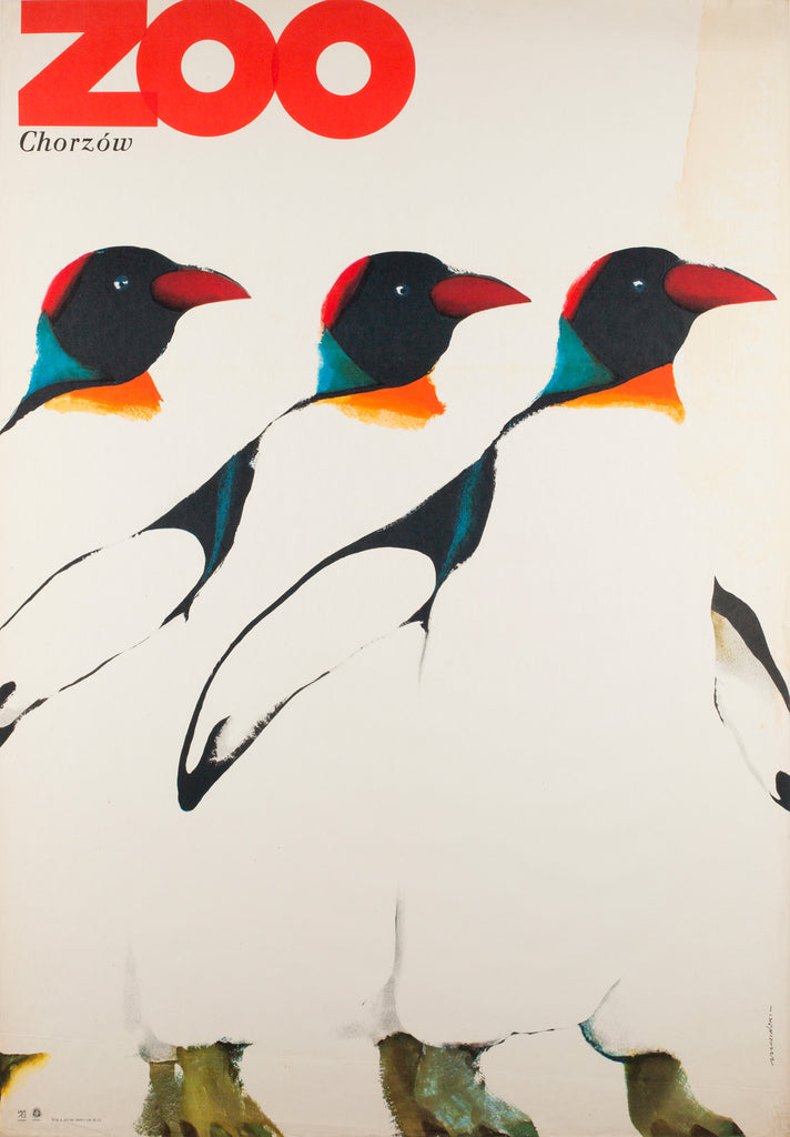 Polish Zoo Poster - 3 Penguins 1968, Mosinski Polish Zoo Poster - 3 Penguins 1968, Mosinski