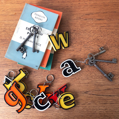 Reclaimed Letter Keyrings - Banded Perspex