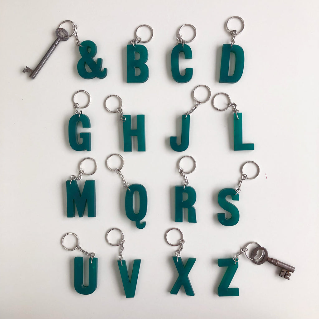 Reclaimed Letter Keyrings - Green Perspex Reclaimed Letter Keyrings - Green Perspex