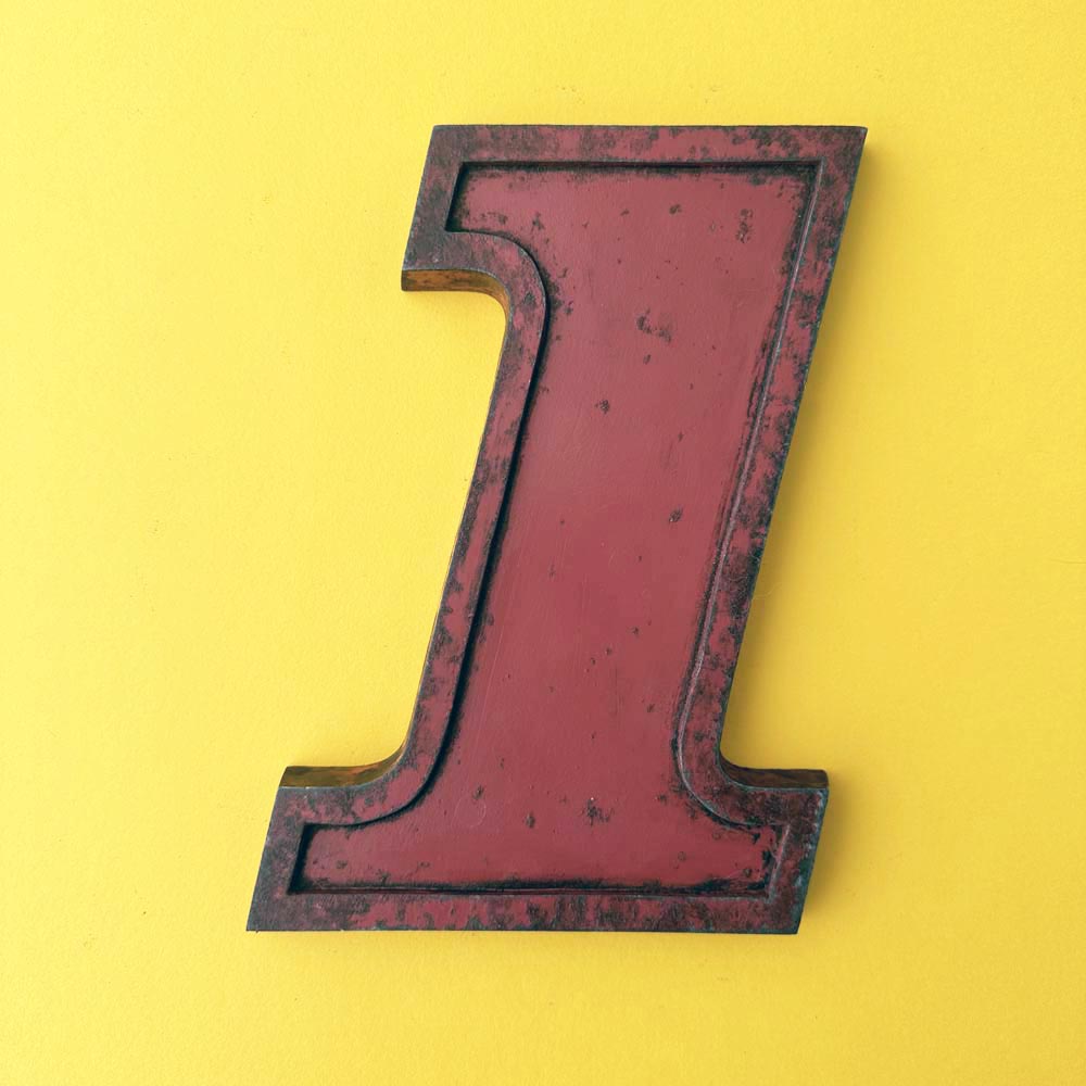1 - 9 Inch Red Italic Metal Number